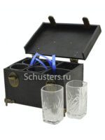 Manufacturing and selling Souvenir gift chest with crystal glasses (Сувенирный подарочный сундучок с хрустальными рюмками) М1-007-Rs production with worldwide delivery